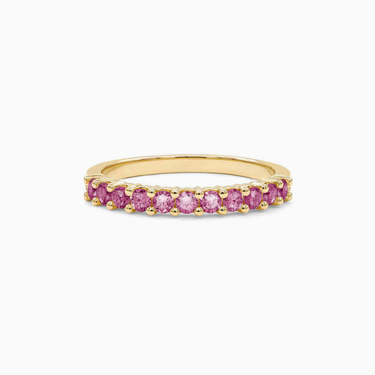 Half Eternity Pink Tourmaline Stackable Ring