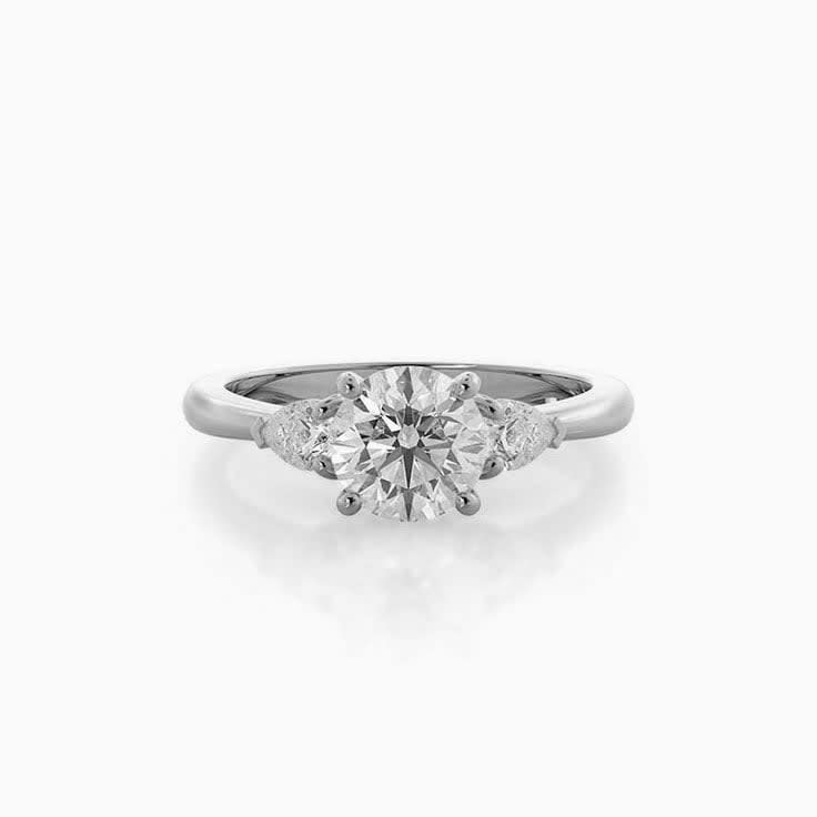 Round And Pear Lab Diamond Engagement Ring