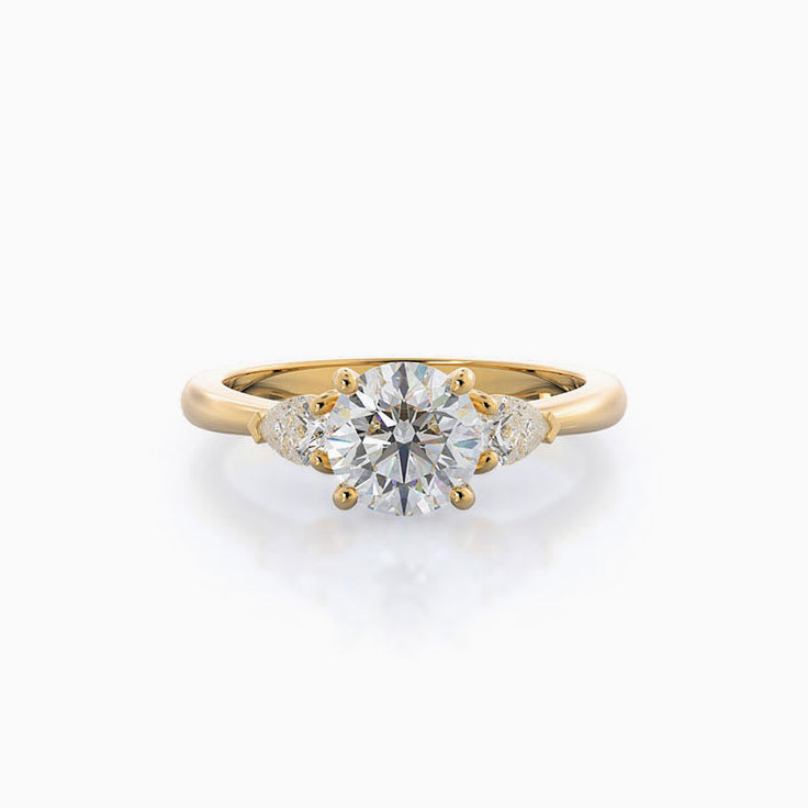 Round And Pear Lab Diamond Engagement Ring