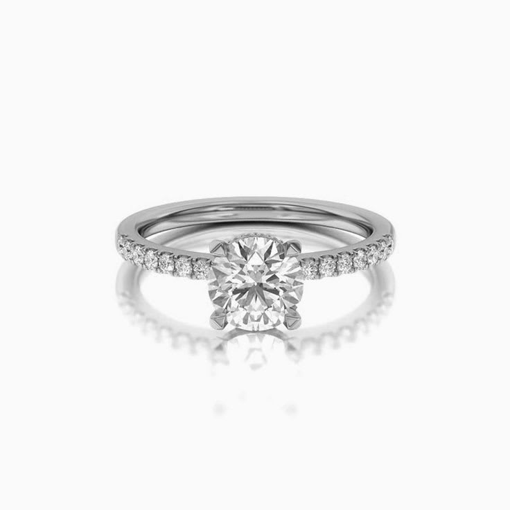 Round Hidden Halo Lab Diamond Engagement Ring