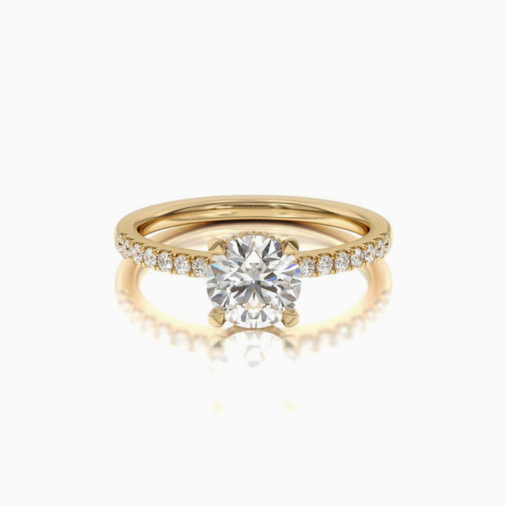 Round Hidden Halo Lab Diamond Engagement Ring