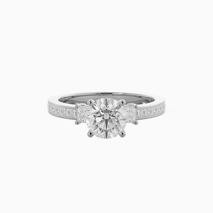 Princess And Round Lab Diamond Engagement Ring
