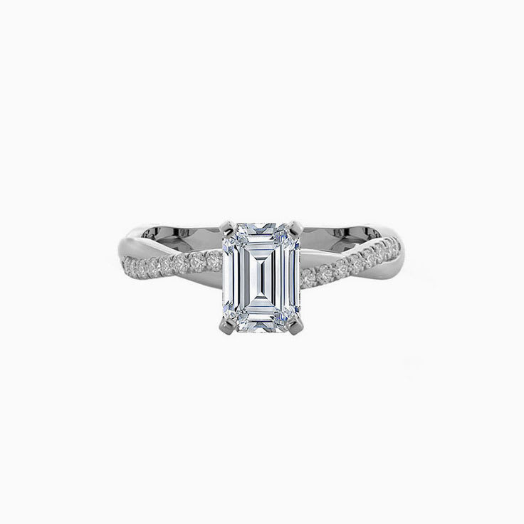 Emerald Twisted Lab Diamond Engagement Ring