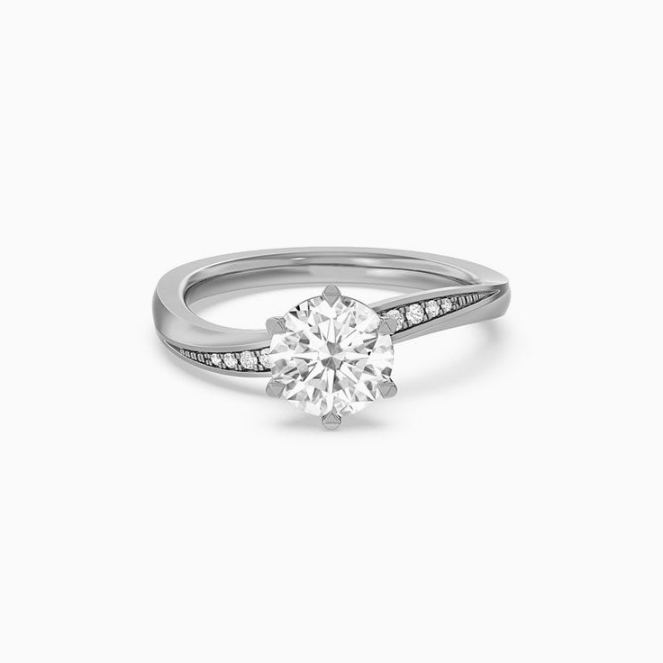 Curved Lab Grown Diamond Engagement Ring