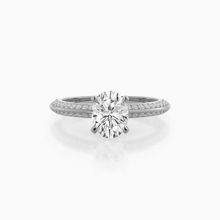 Lab Double Paved Diamond Engagement Ring