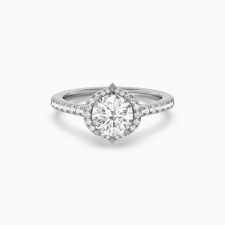 Half Accented Lab Diamond Engagement Ring
