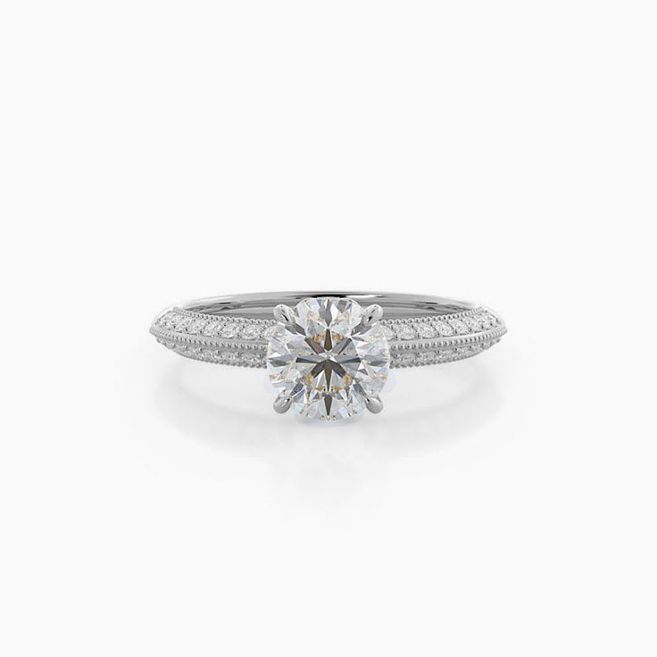 Double Line Accent Lab Diamond Engagement Ring