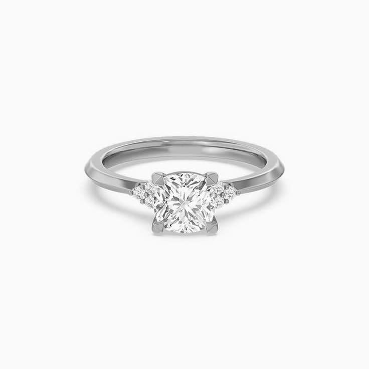 Cathedral Diamond Accent Lab Grown Engagement Ring