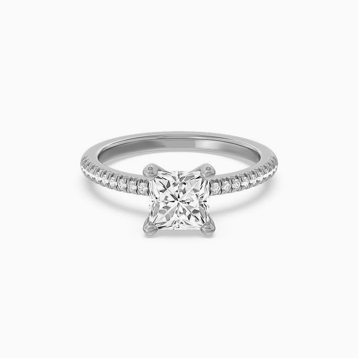 Half Accent Lab Grown Princess Diamond Engagement Ring
