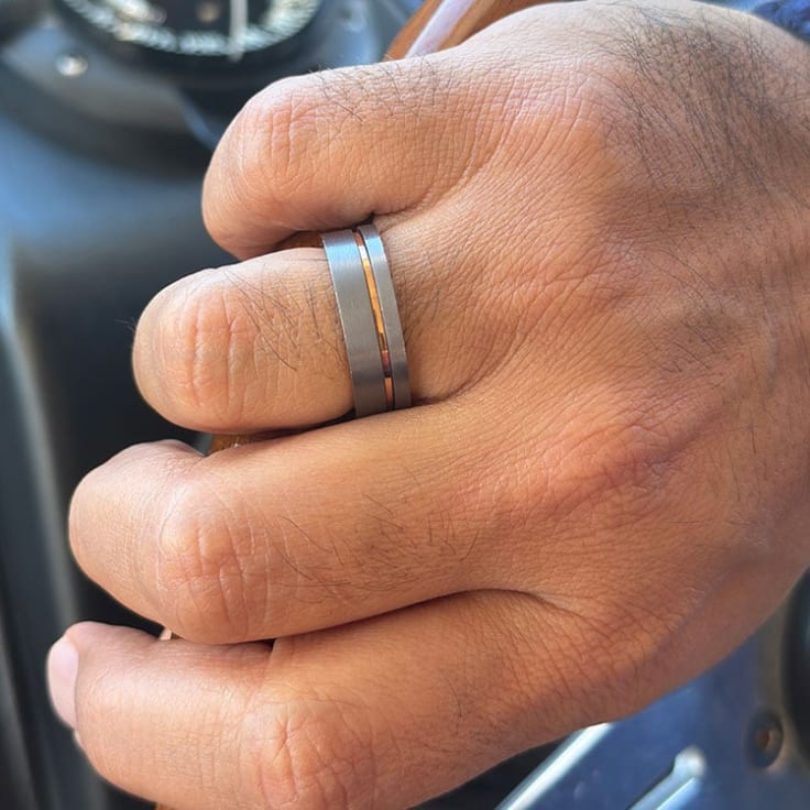 Tantalum And Gold Mens Wedding Band