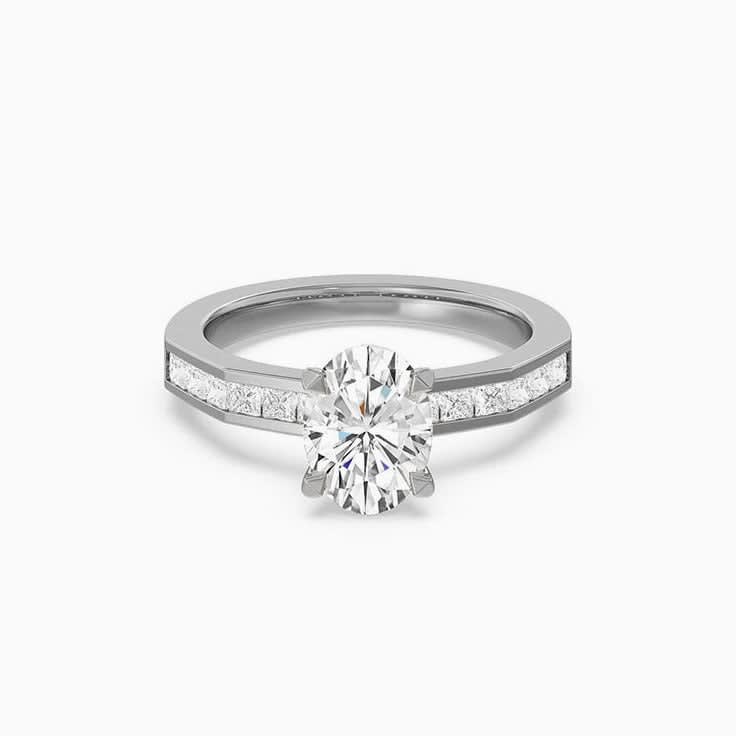 Oval And Princess Lab Diamond Engagement Ring