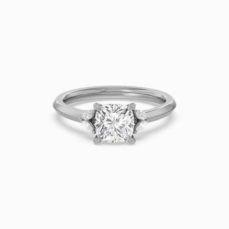 Cushion And Marquise Lab Diamond Engagement Ring