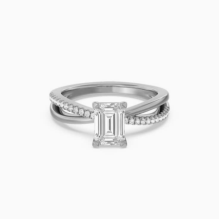 Emerald Crossover Lab Diamond Engagement Ring