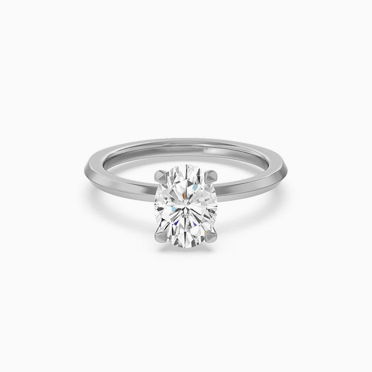 Oval Lab Diamond Knife Edge Engagement Ring