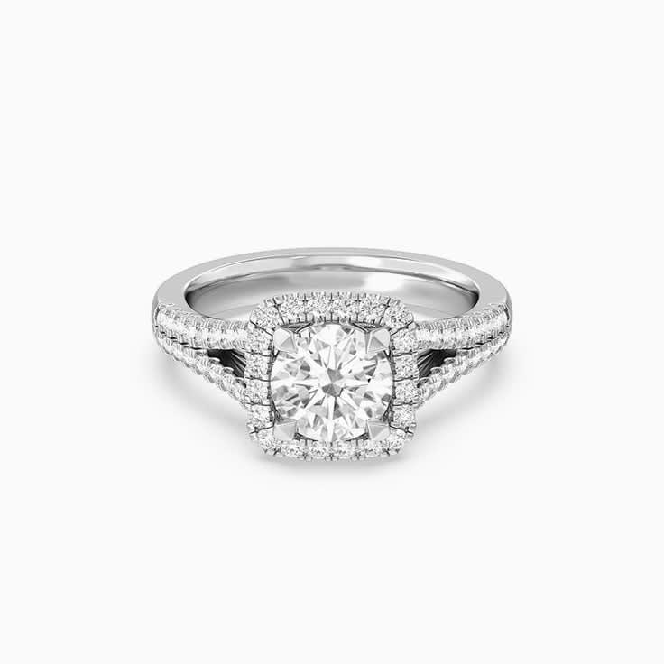 Round Halo Split Shank Lab Diamond Engagement Ring