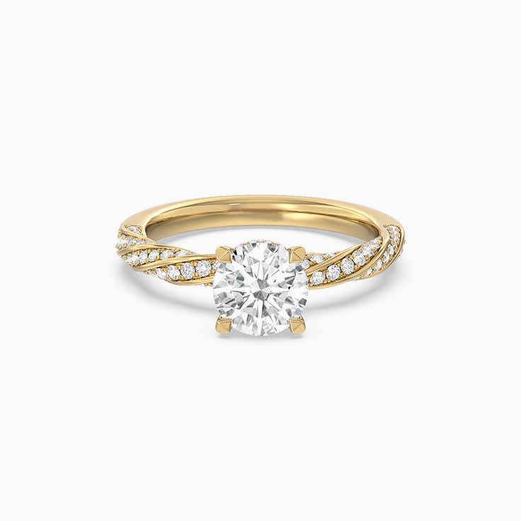 Lab Diamond Engagement Ring With Curled Pave Pattern