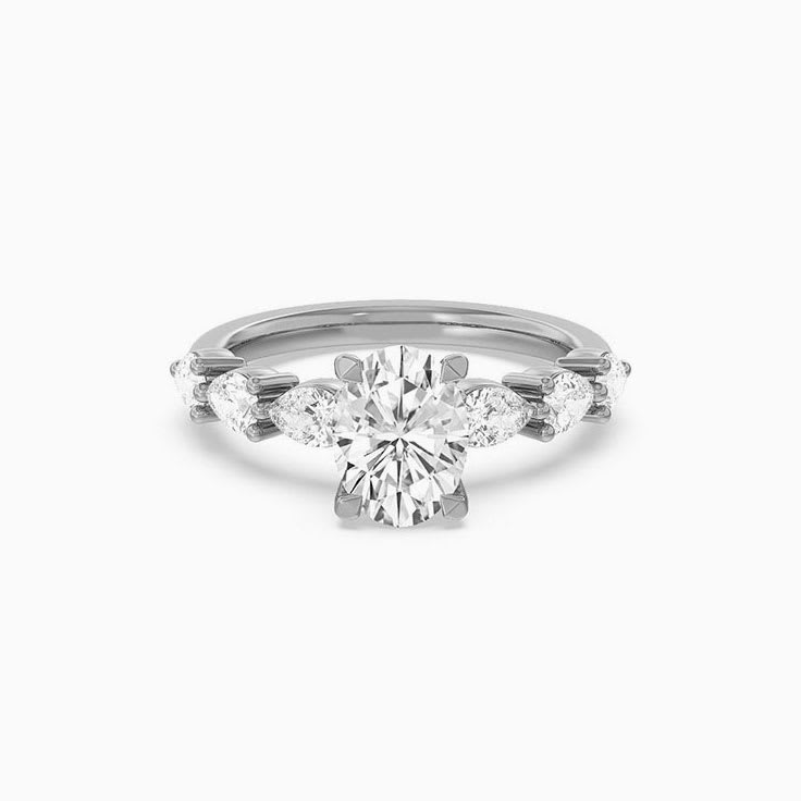 Oval And Pear Lab Diamond Engagement Ring