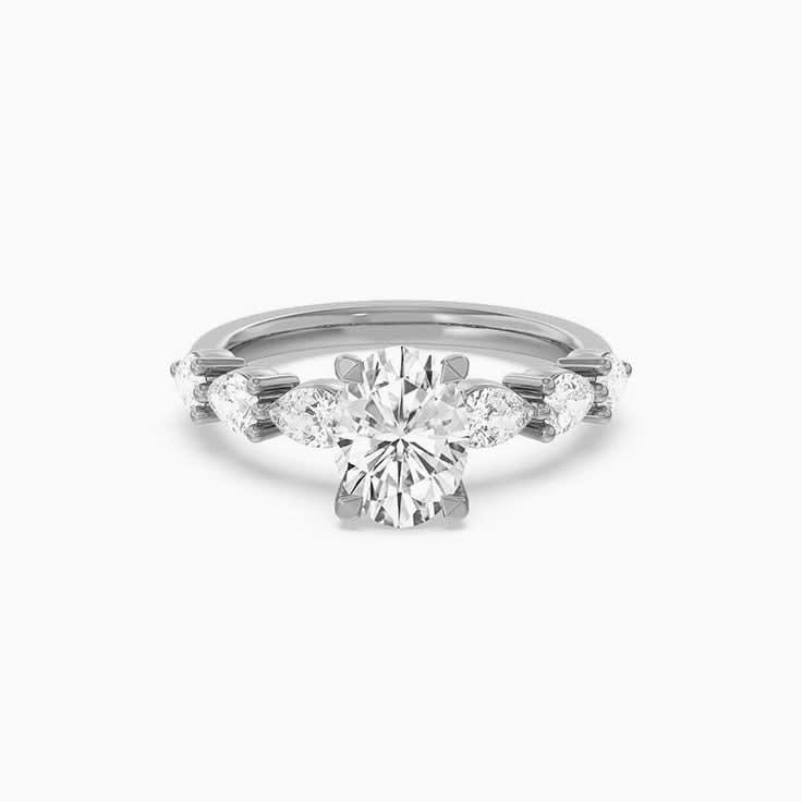 Oval And Pear Lab Diamond Engagement Ring