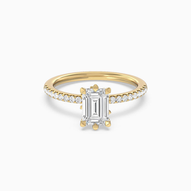 Emerald Hidden Halo Lab Grown Diamond Engagement Ring
