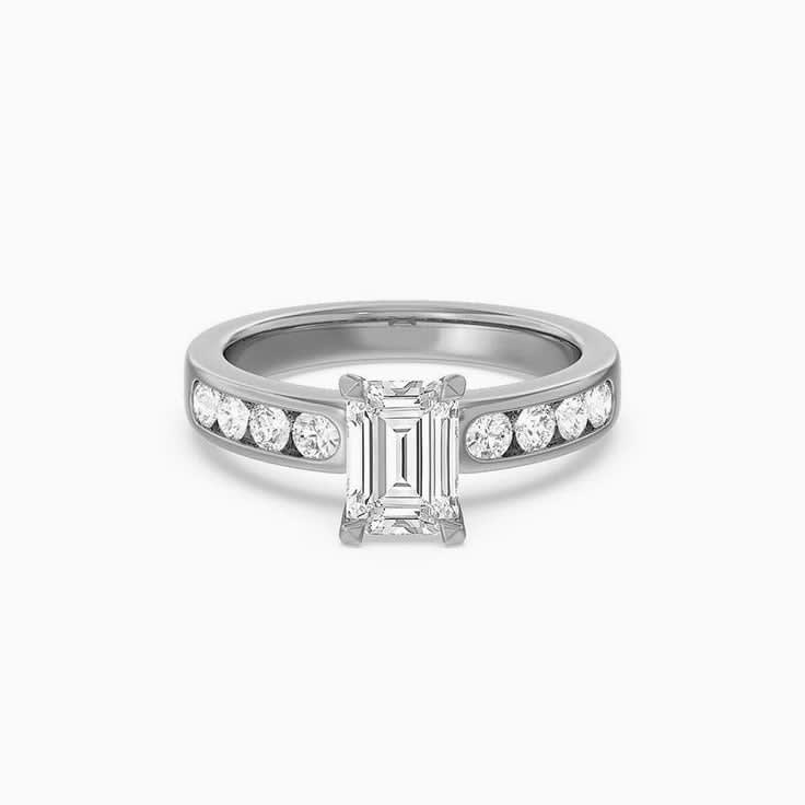 Emerald And Round Lab Diamond Engagement Ring