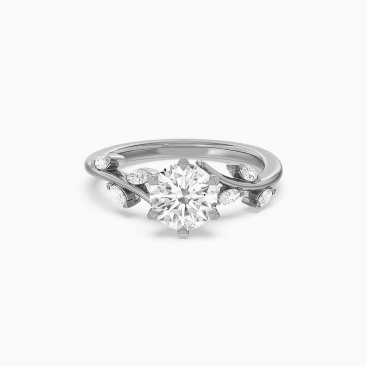 Floral Lab Diamond Engagement Ring