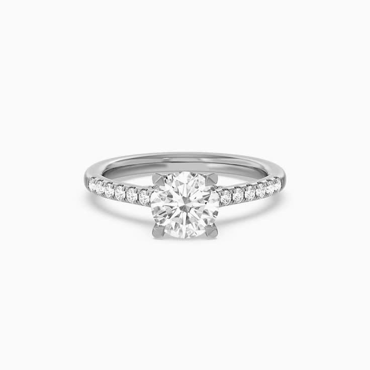 Round Lab Diamond And Blue Sapphire Engagement Ring