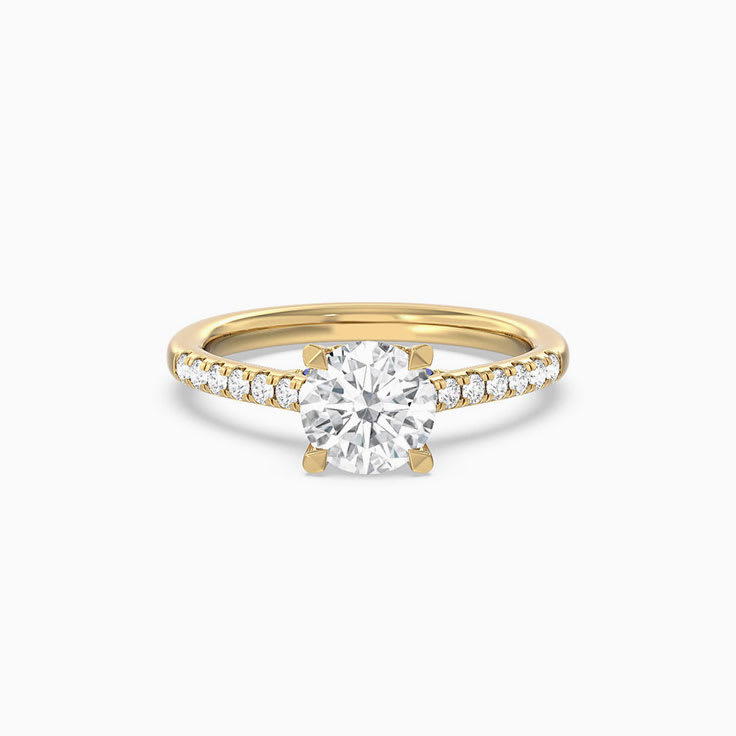 Round Lab Diamond And Blue Sapphire Engagement Ring