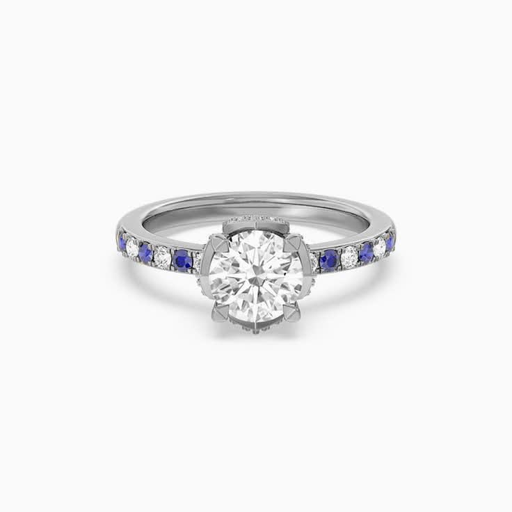 Flower Hidden Halo Lab Diamond Engagement Ring