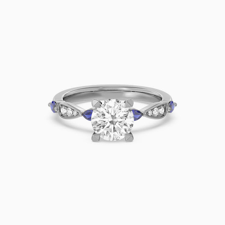 Sapphire And Round Lab Diamond Engagement Ring