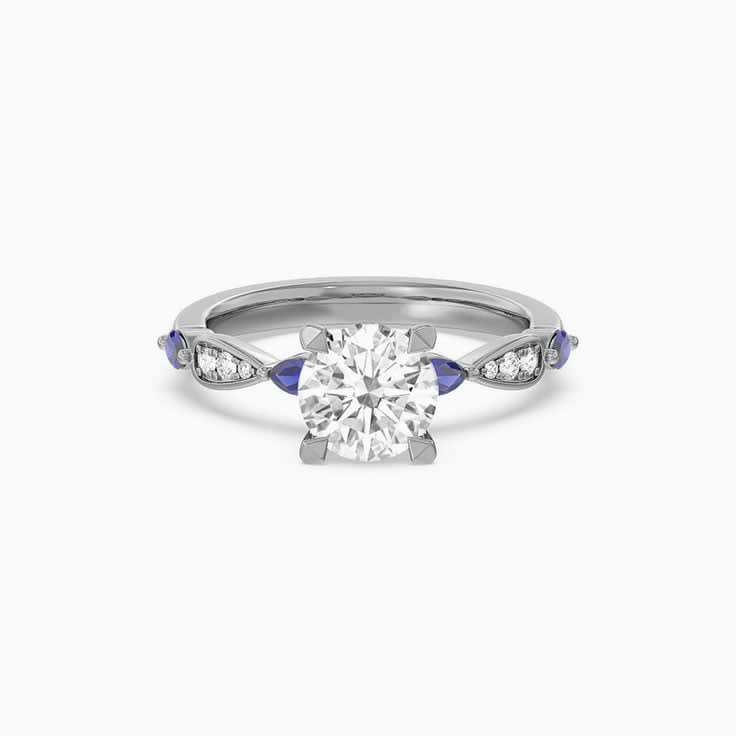 Sapphire And Round Lab Diamond Engagement Ring