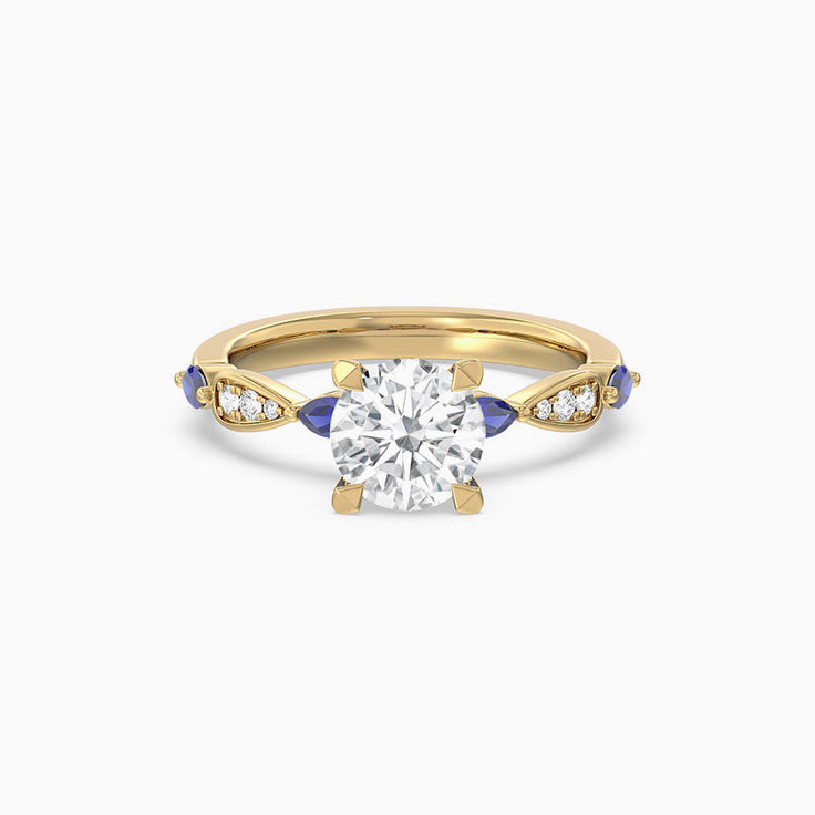 Sapphire And Round Lab Diamond Engagement Ring