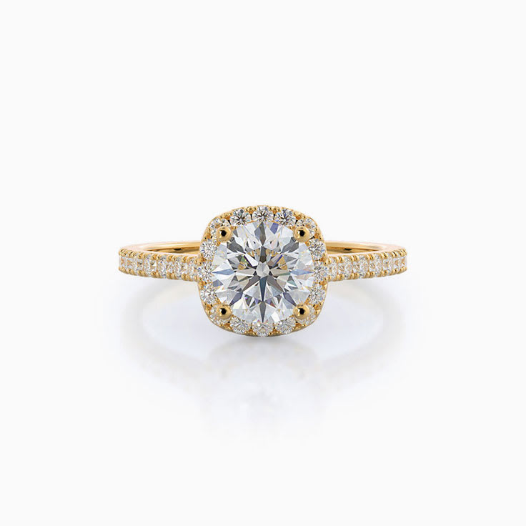 Round Brilliant Halo Lab Diamond Engagement Ring