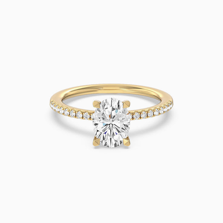 Oval Hidden Halo Pave Shank Engagement Ring