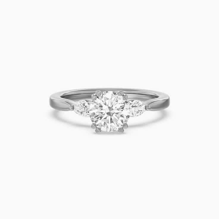 Marquise And Round Lab Diamond Engagement Ring