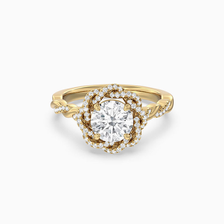 Braided Round Halo Lab Diamond Engagement Ring