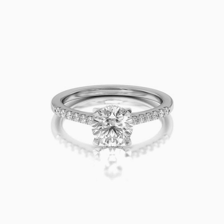 Claw Set Round Lab Grown Engagement Ring