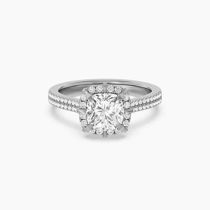 Lab Grown Cushion Halo Diamond Engagement Ring