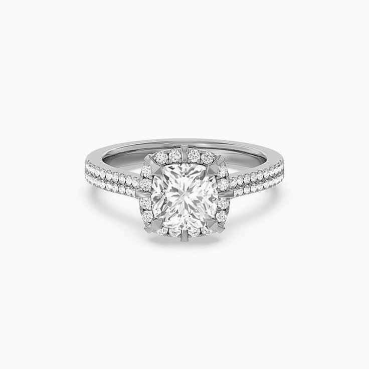 Lab Grown Cushion Halo Diamond Engagement Ring