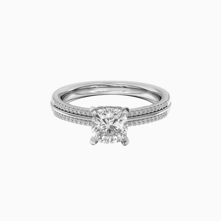 Cushion Hidden Halo Lab Diamond Engagement Ring