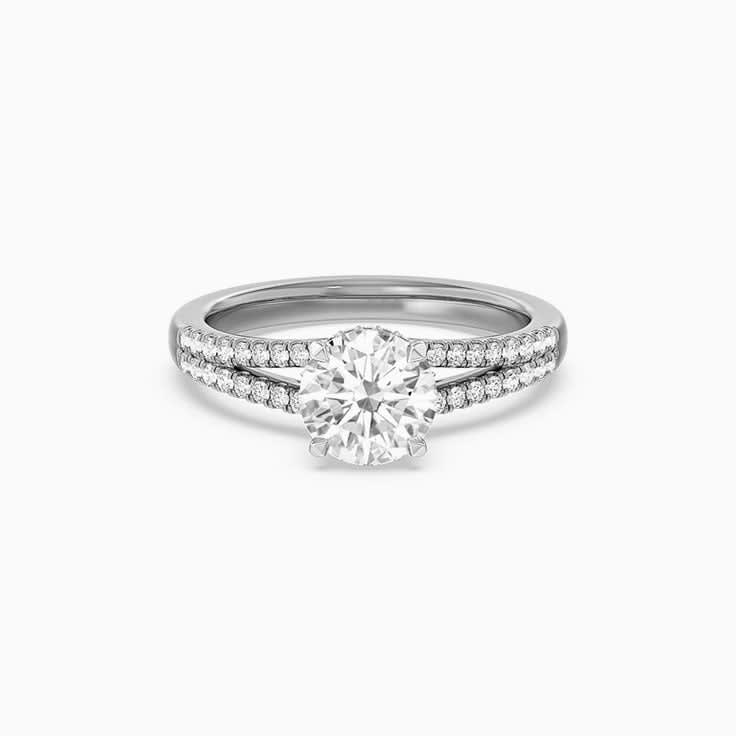 Round Hidden Halo Split Shank Lab Diamond Engagement Ring