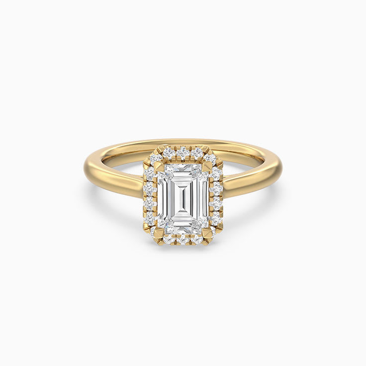 Lab Grown Emerald Diamond Halo Engagement Ring