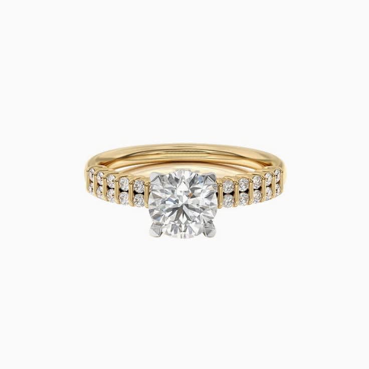 Double Pave Round Brilliant Lab Diamond Engagement Ring