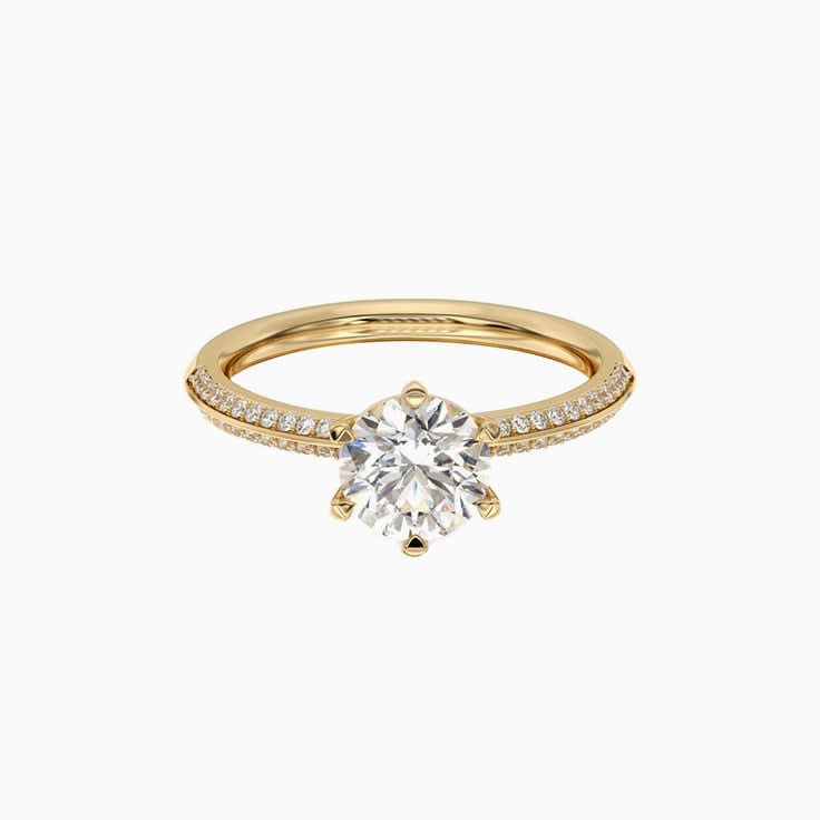 Sleek Six Prong Round Lab Diamond Engagement Ring