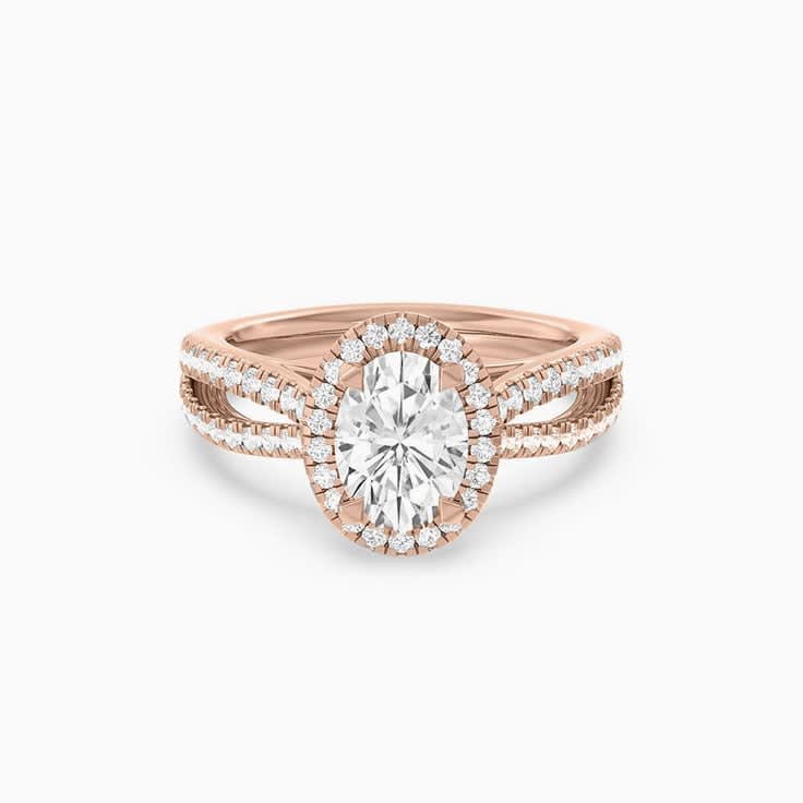 Lab Diamond Halo Engagement Ring With Oval Stone