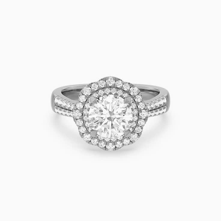 Elegant Floral Womens Lab Diamond Engagement Ring
