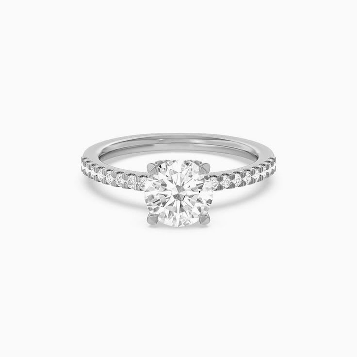 Womens Round Lab Diamond  Engagement Ring