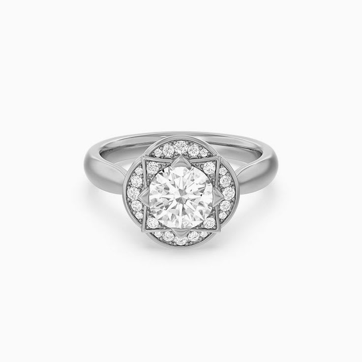Womens Lab Diamond Floral Engagement Ring