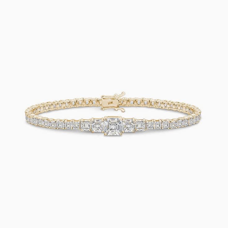 Womens Asscher Cut Tennis Bracelet