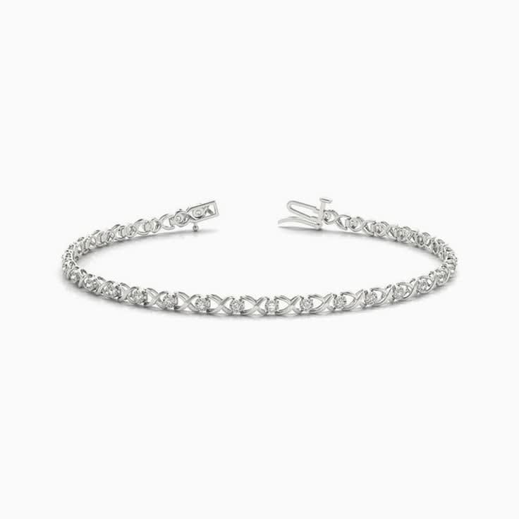 Ribbon Pattern Round Cut Tennis Bracelet