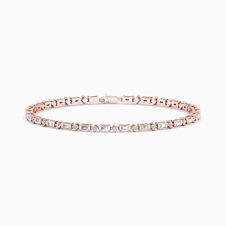 Round And Baguette Diamond Tennis Bracelet